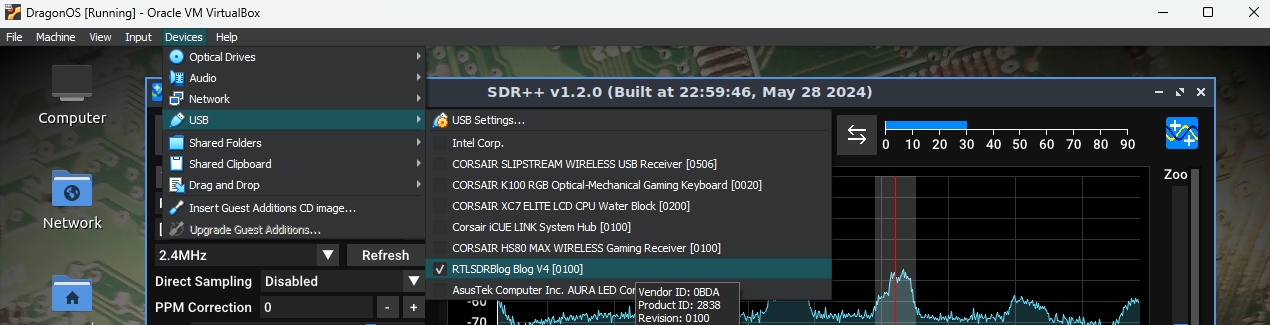 Virtual Box USB SDR