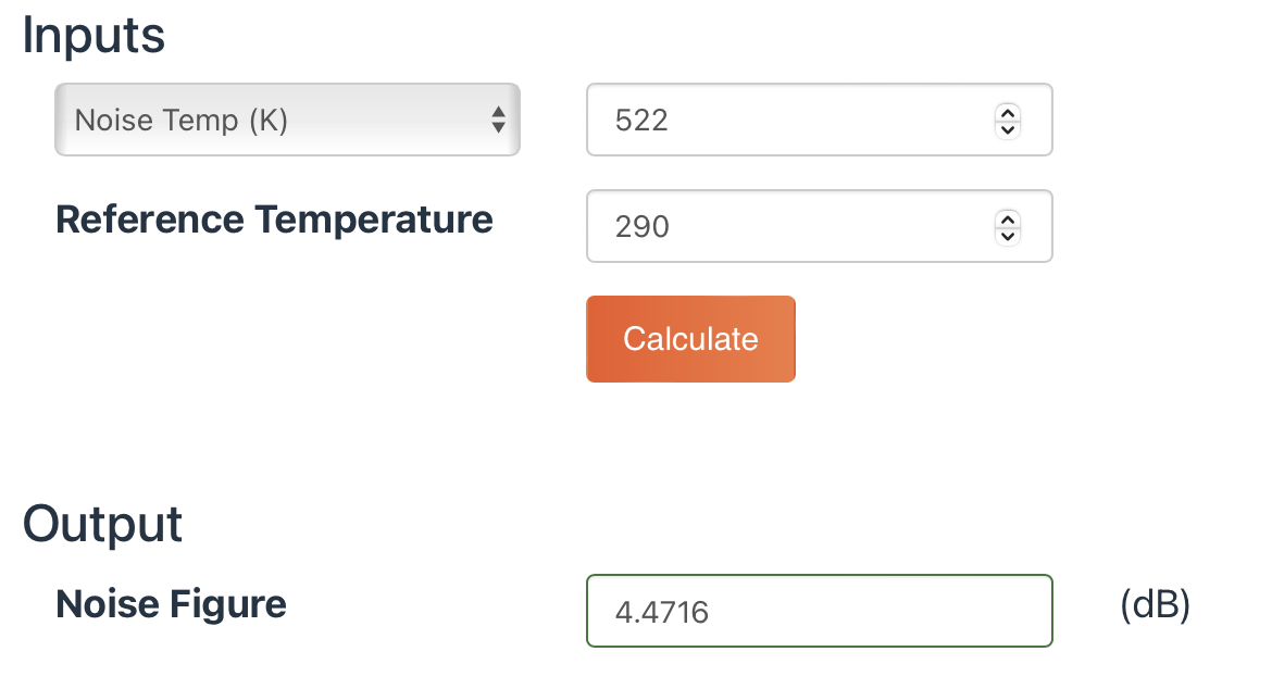 Noise Figure Calcualtor