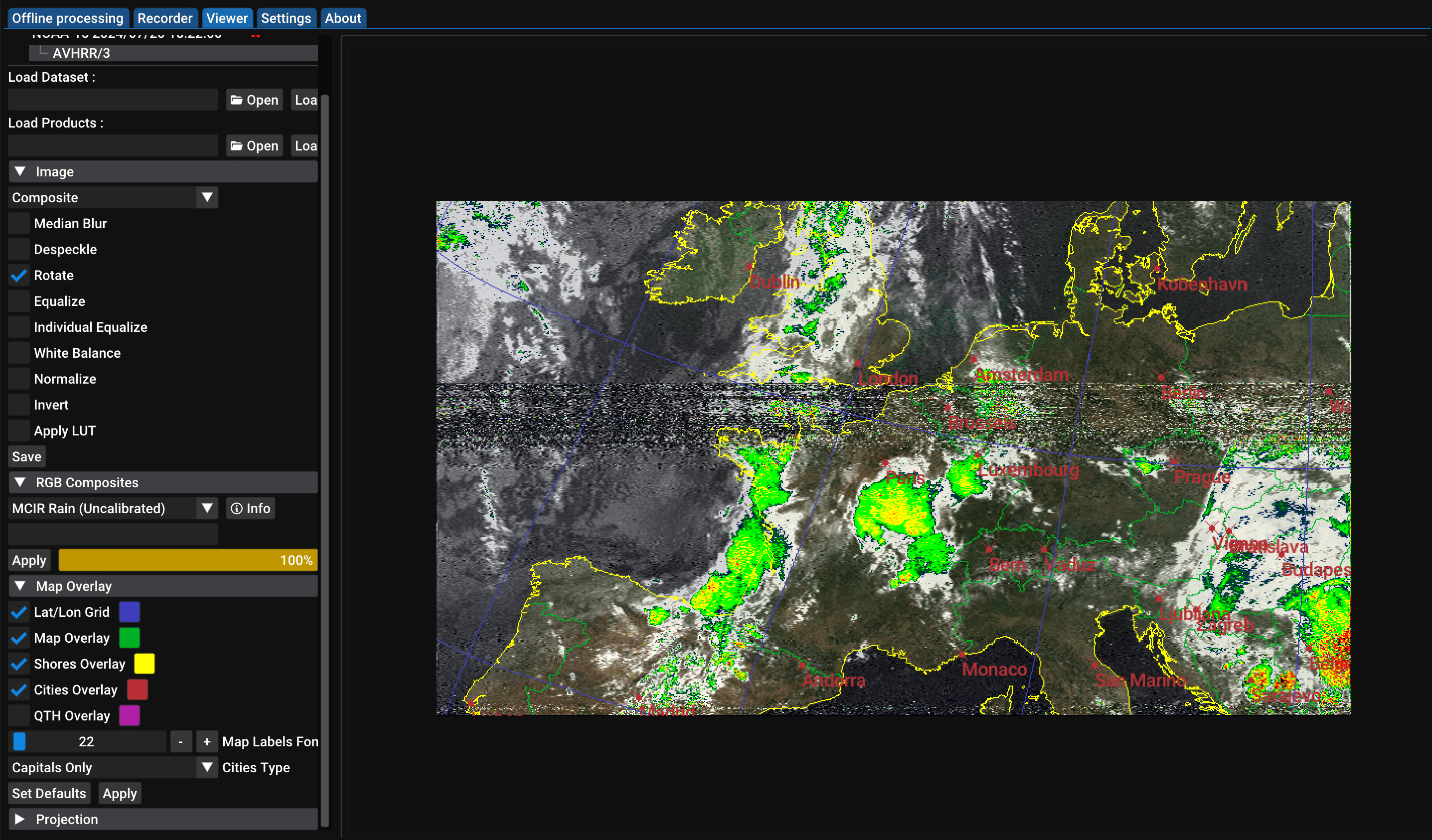 Viewer MCIR rain SatDump